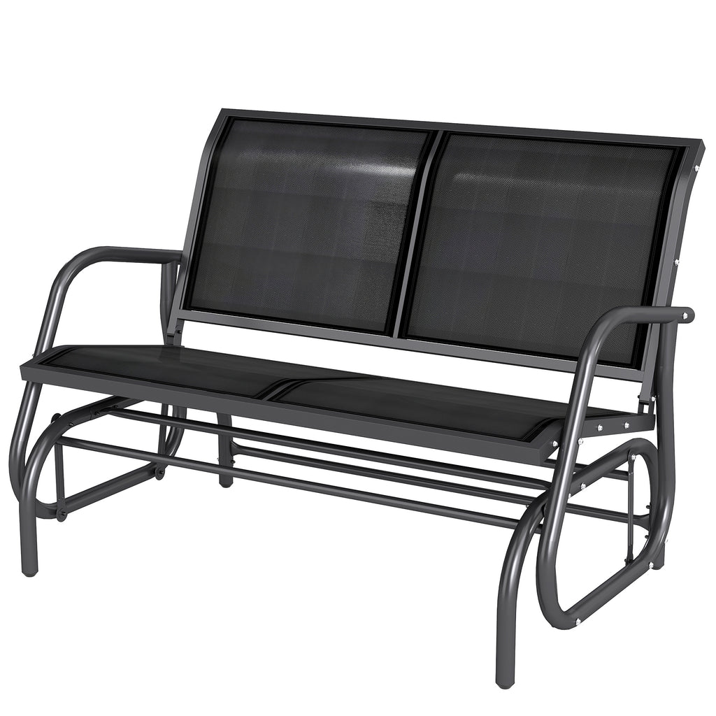 -Sitzer Schaukelstuhl Gartenbank mit Schaukelmechanismus bis 200 kg belastbar 120 x 70 x 85 cm Schwarz