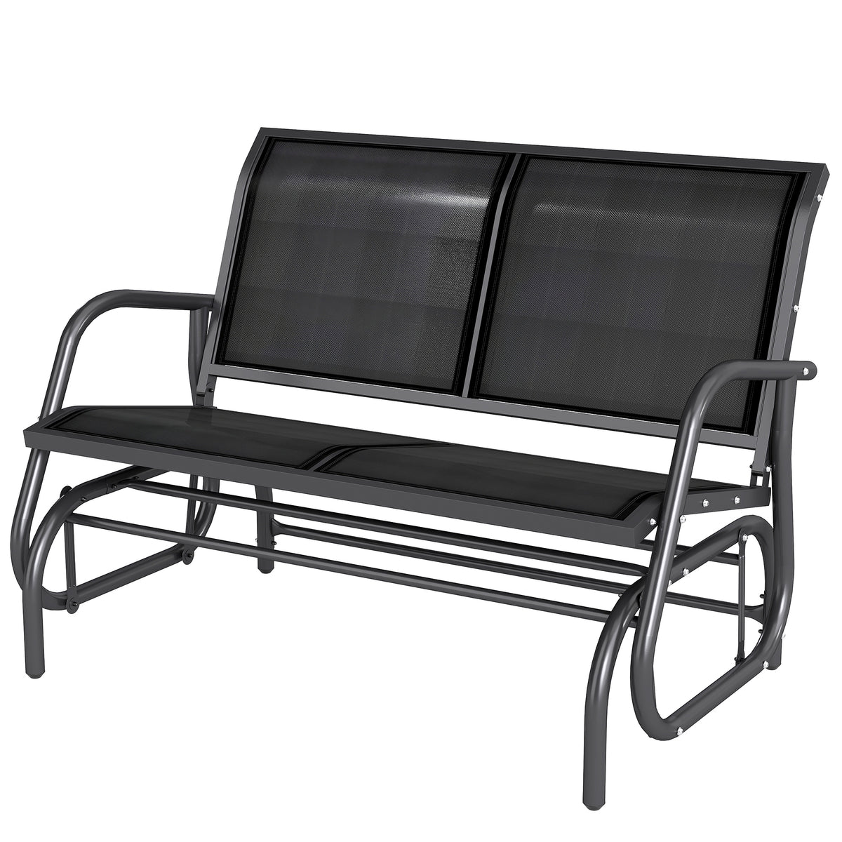 -Sitzer Schaukelstuhl Gartenbank mit Schaukelmechanismus bis 200 kg belastbar 120 x 70 x 85 cm Schwarz