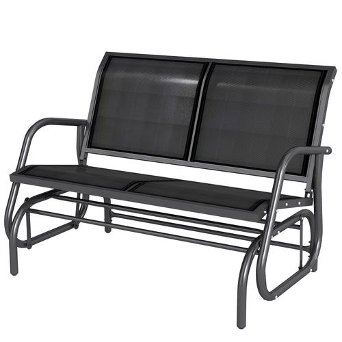 -Sitzer Schaukelstuhl Gartenbank mit Schaukelmechanismus bis 200 kg belastbar 120 x 70 x 85 cm Schwarz