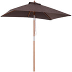 2m Tilting Wooden Pole Parasol - Coffee