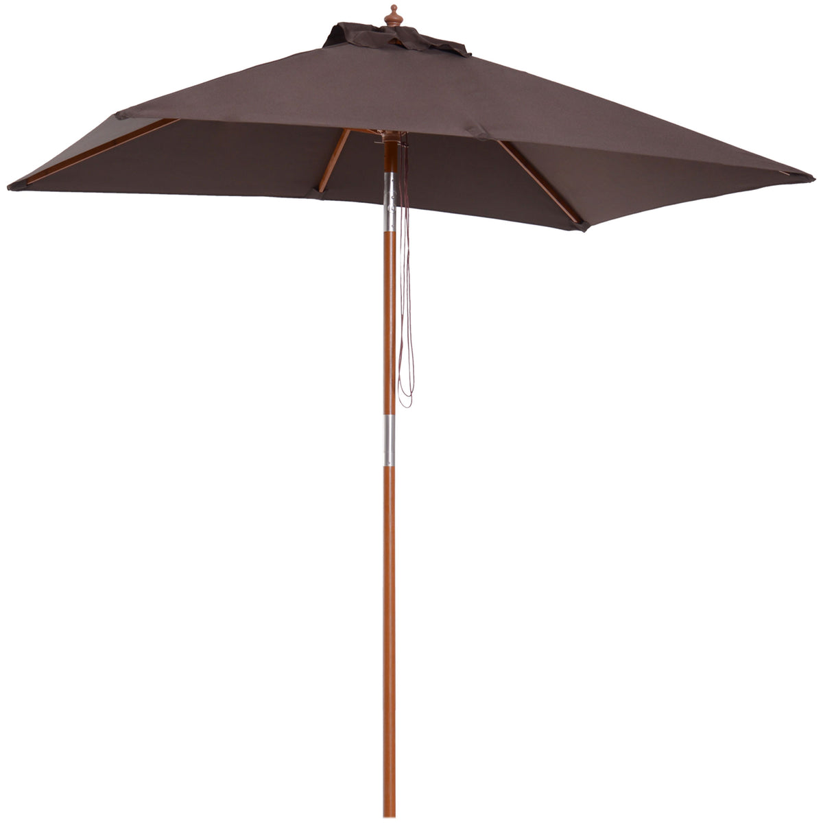 2m Tilting Wooden Pole Parasol - Coffee
