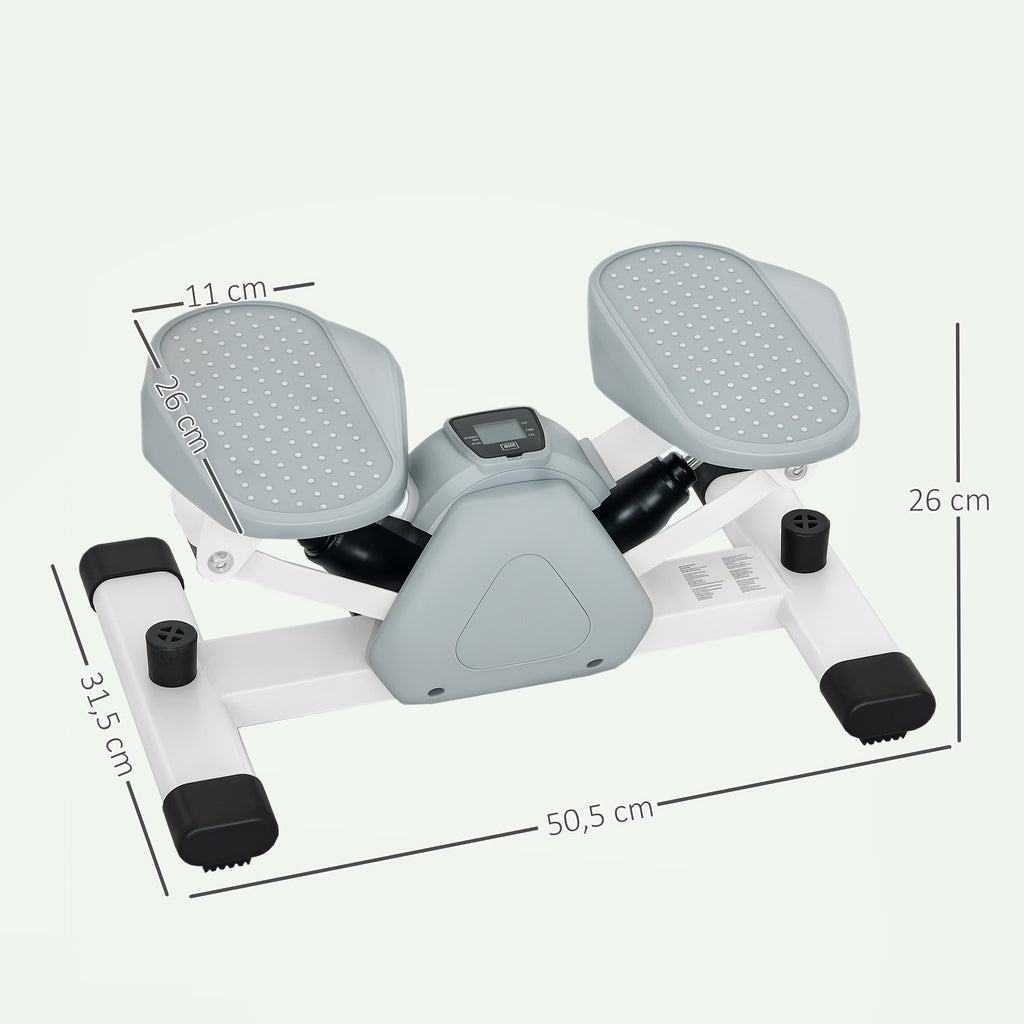 Mini-Stepper, Step-Maschine f¨¹r Workouts und Fitness-¨¹bungen, mit LCD-Monitor und rutschfesten Pedalen, Grau