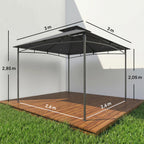 3 x 3 m Gazebo, Garden Gazebo with 2-Tier Roof, Metal Frame, Dark Grey