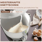 Küchenmaschine Knetmaschine mit 4,5L Edelstahlschüssel 1300W Teigmaschine mit 6+P Geschwindigkeit Beige