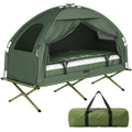 Campingzelt-Set mit Feldbett, Schlafsack und Matratze Dunkelgrün