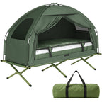 Campingzelt-Set mit Feldbett, Schlafsack und Matratze Dunkelgrün
