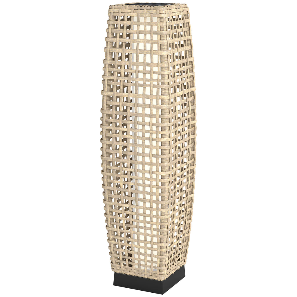Solar Stehlampe Rattan Solarlampen mit Lichtsensor Automatische LED Solarleuchte im Boho-Stil IP44 Wasserdicht
