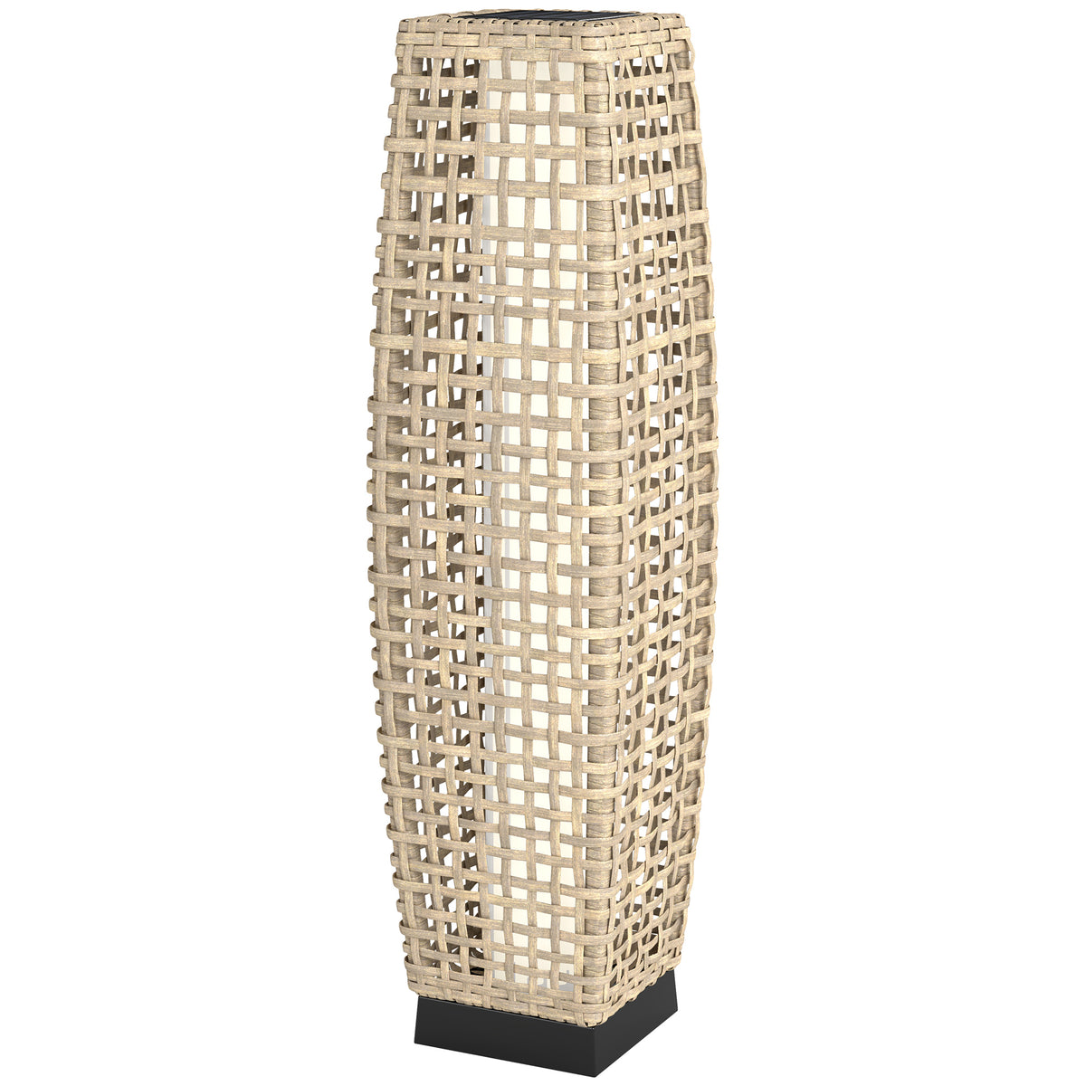 Solar Stehlampe Rattan Solarlampen mit Lichtsensor Automatische LED Solarleuchte im Boho-Stil IP44 Wasserdicht