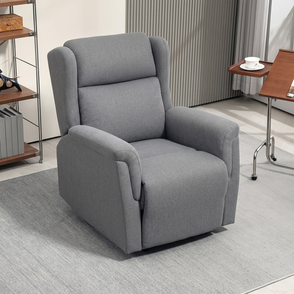 Relaxsessel, Verstellbarer Polstersessel mit Fußstütze, 160° neigbar, Leinenoptik, schneller Aufbau, Dunkelgrau