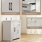 Sideboard Küchenschrank mit Soft-Close-Türen, 2 Schubladen, Weiß