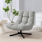 Sessel Drehbar Loungesessel mit Breiter Sitzfläche, wasserabweisend Chenille-Optik, gekreuzt Stahlbeine, Hellgrau