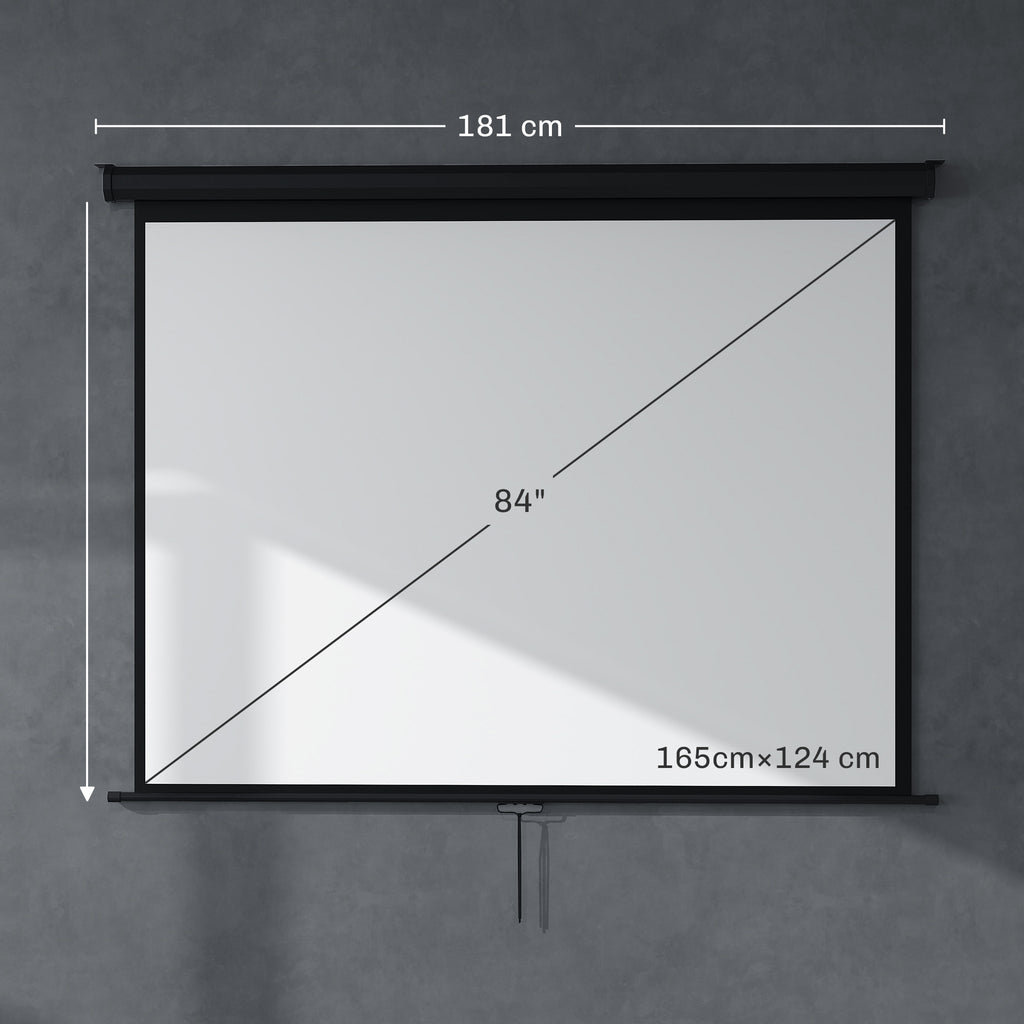 Beamer Leinwand 171 x 128 cm 84 Zoll 4:3 HD 4K Projektionsleinwand Kunststoff, Metall Heimkino