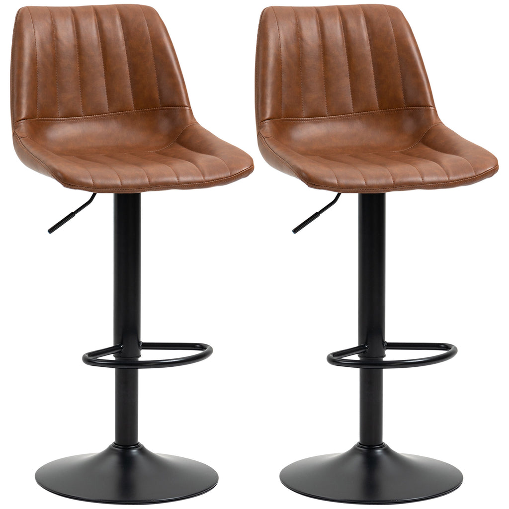 Barhocker 2er-Set im Retrodesign, mit Fußstütze, höhenverstellbar, 43 cm x49,5 cm x 111 cm