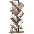 Bücherregal Standregal mit 7 Ebenen Schmal Regal im Baumform für Büro, Rustikal Braun