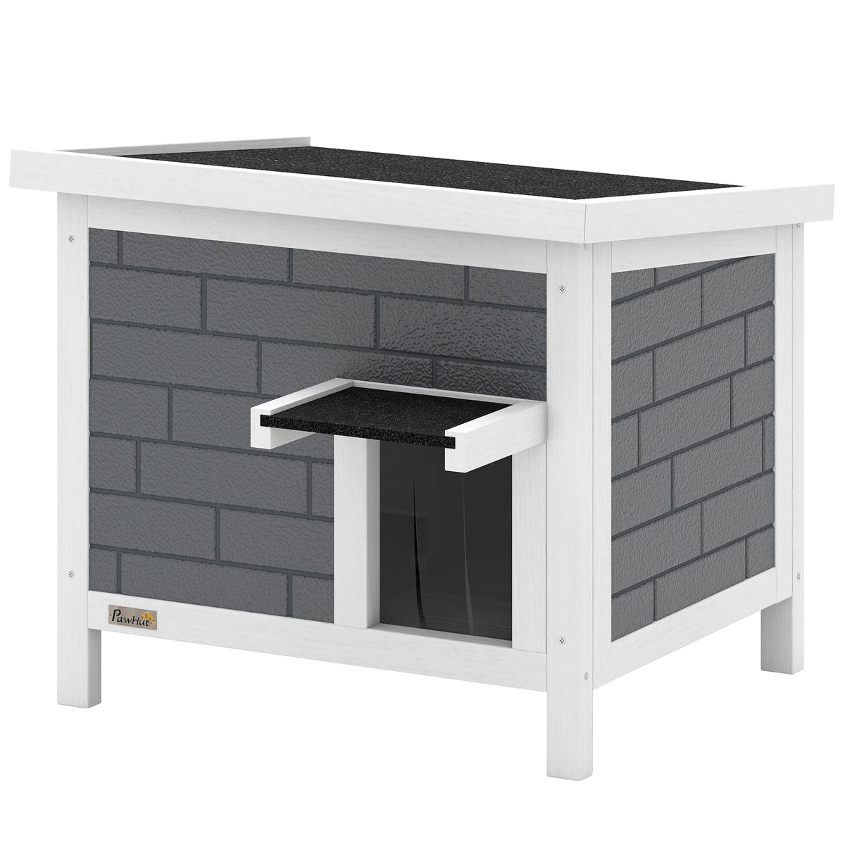 Outdoor Cat House Insulated with Openable Roof, Weatherproof Feral Cat Shelter for Rabbits, Cats, Grey