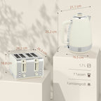Wasserkocher- und Toaster-Set, 1,7 L, 2200W, Strix Thermostat, Filter, 4-Schlitz-Toaster, 7 Br?unungsstufen, Kr¨¹melfach