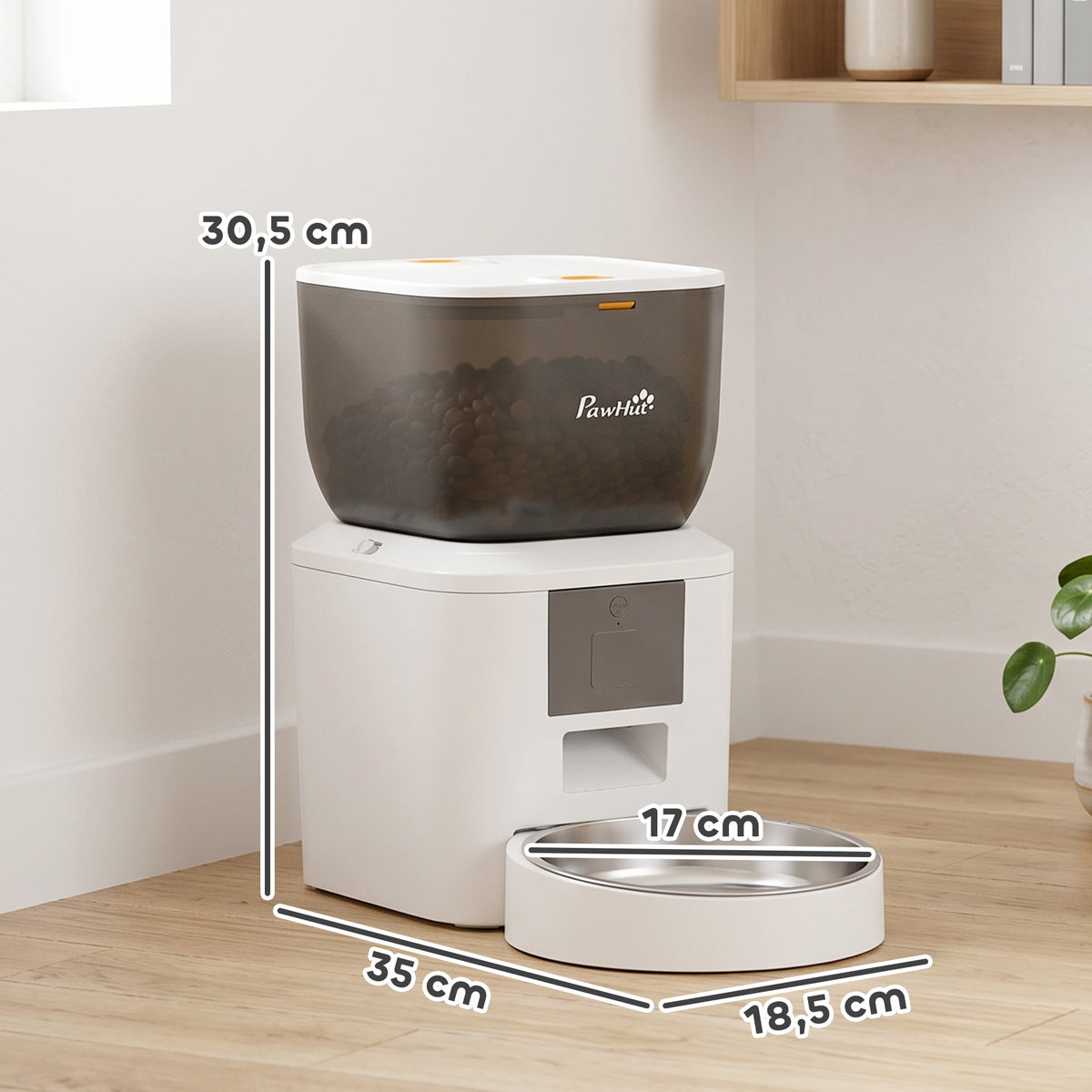 Automatischer Katzenfutterautomat, 2,4G WLAN, 4L, App-Steuerung, 1–10 Mahlzeiten, 10s Futterruf