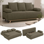 Schlafsofa mit verstellbarer Rückenlehne, Bettfunktion, verstecktem Stauraum und Cordbezug, Dunkelgrün