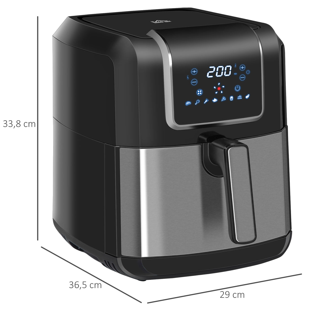 Dual Zone Hei?luftfritteuse 6,5 L Airfryer 1700W mit 2 F?cher, 8 Programme, LED-Display, Antihaftbeschichtung, Fritteuse mit ?l, Schwarz