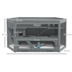 3 Tier Wooden Large Hamster Cage with Sliding Tray, Seesaws, Water Bottle, Grey