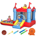 Aufblasbar Hüpfburg mit Gebläse Rutsche Trampolin Planschbecken/Bällebad Wasserpistole 342x255x209 cm Blau