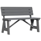 2-Sitzer Gartenbank Holz, wetterfest Sitzbank, UV-Beständig Gartenmöbel mit Rückenlehnen 116 x 56 x 80 cm, Grau