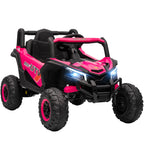 12V Elektroauto für Kinder, Fernbedienungsfunktion, Gurt, Hupe, LED-Lichter, USB-Port, für 3-5 Jahre, Rosa