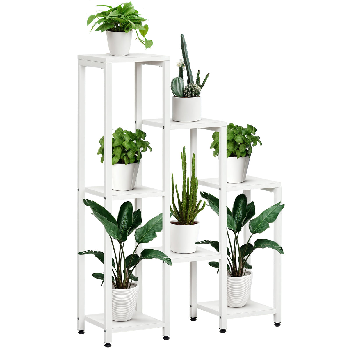 Blumenst?nder, Pflanzenst?nder, 7 Ebenen, f¨¹r Innen- und Au?enbereiche, Stahl, wei?, 65 x 23 x 94,5cm