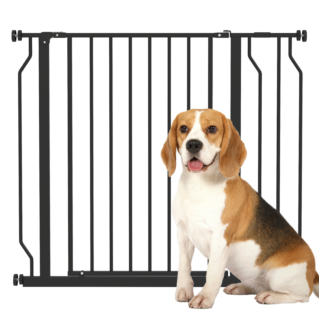 Wide Dog Safety Gate, with Door Pressure, for Doorways, Hallways, Staircases - Black