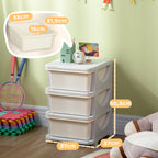 Three-Tier Kids Storage Boxes, with Three Drawers - White