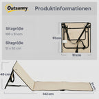 Strandliege, klappbar, verstellbare R¨¹cklehne, Tragegurt, weiche Polsterung, Stahlrahmen, Beige, 142x51x40cm