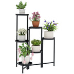 Blumentopfst?nder, Pflanzenst?nder mit 6 verstellbaren runden Ebenen, Eckst?nder f¨¹r Pflanzent?pfe, Metall, Schwarz