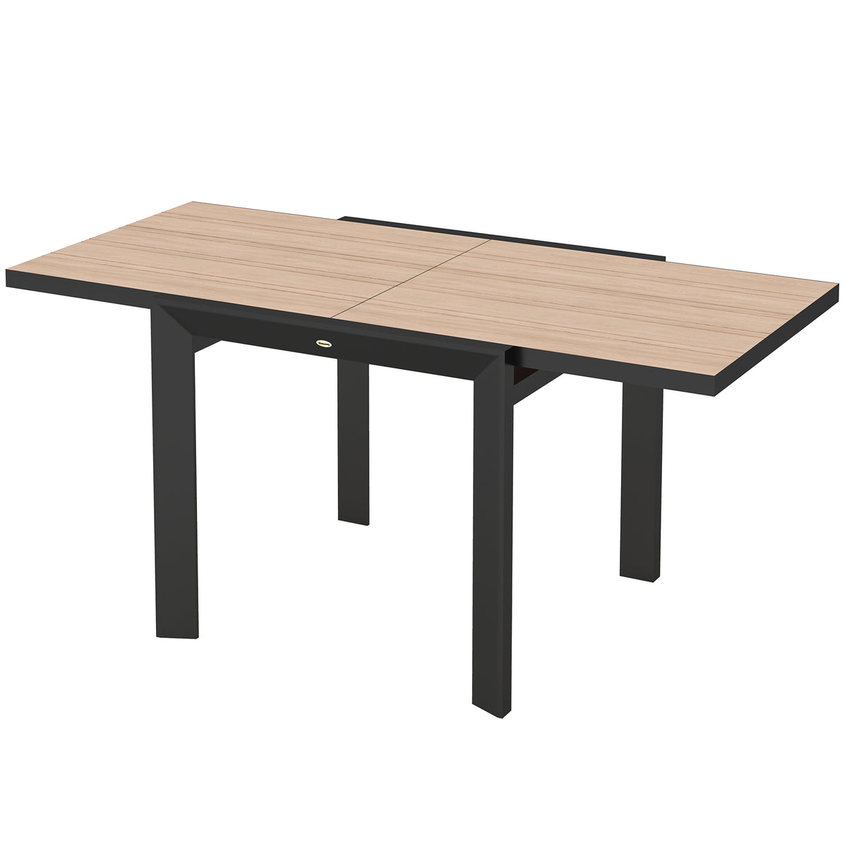 Gartentisch Ausziehbarer Aluminium 80/160x80 cm Wetterfest Balkontisch für 6 Personen Naturholz