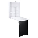 Wandschreibtisch, klappbare Tischplatte, 5 F?cher, 60x94,5x147cm, Schwarz/Wei?