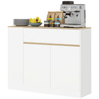 Sideboard, gro?es Schrankfach, 3 Ablagef?cher, Schublade, 106 x 30 x 81,2cm, Wei?/Holz