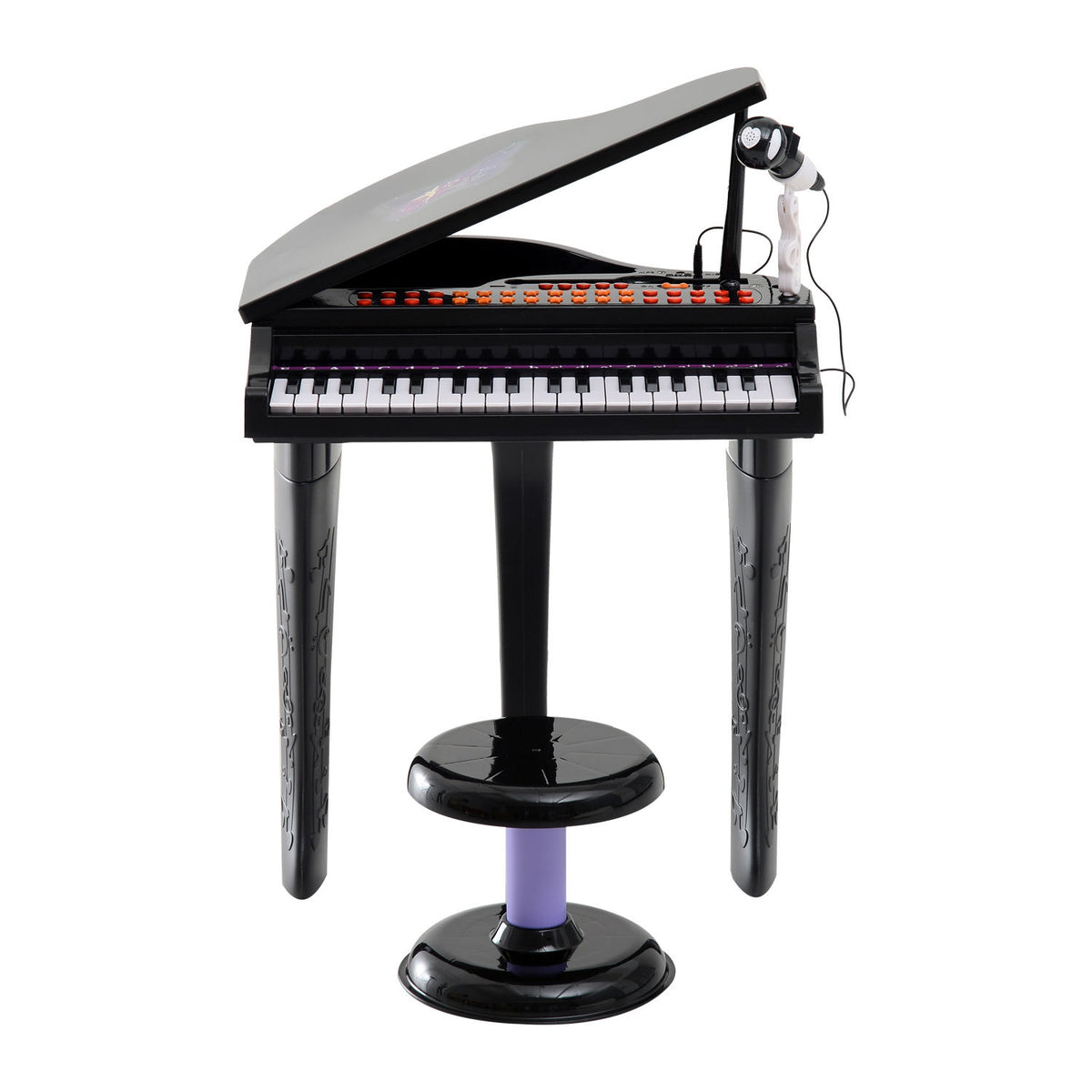 Keyboard Kinder mit 37 Tasten, Hocker Klavier mit Mikrofon, LED-Lehrmodus, Aufnahme, Piano Musikinstrument f¨¹r 3-6 Jahre Kinder Schwarz