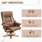 Relaxsessel mit Hocker, 360° drehbar, 135° neigbar, atmungsaktiver Bezug, 78 x 82,5 x 109 cm, braun