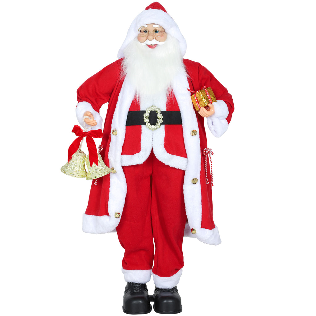 Weihnachtsmann 1,15 m stehende Weihnachtsmann mit Geschenk- und Weihnachtsglock Indoor, Rot