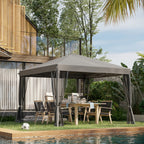 Faltpavillon, Faltzelt mit Seitenwänden inkl. Tragetasche, Gartenpavillon, Metall, Oxfordstoff, 3 x 3 m, Hellgrau