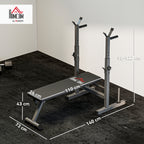 Hantelbank, 8 Positionen, klappbar, Stahlbasis, gepolstert, Kunstleder, 98-122H x 140L x 73B cm, Schwarz/Grau