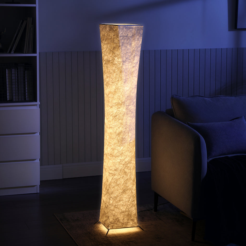 Stehlampe mit Papierschirm, Fußschalter, 3 Helligkeitsstufen, Weiß