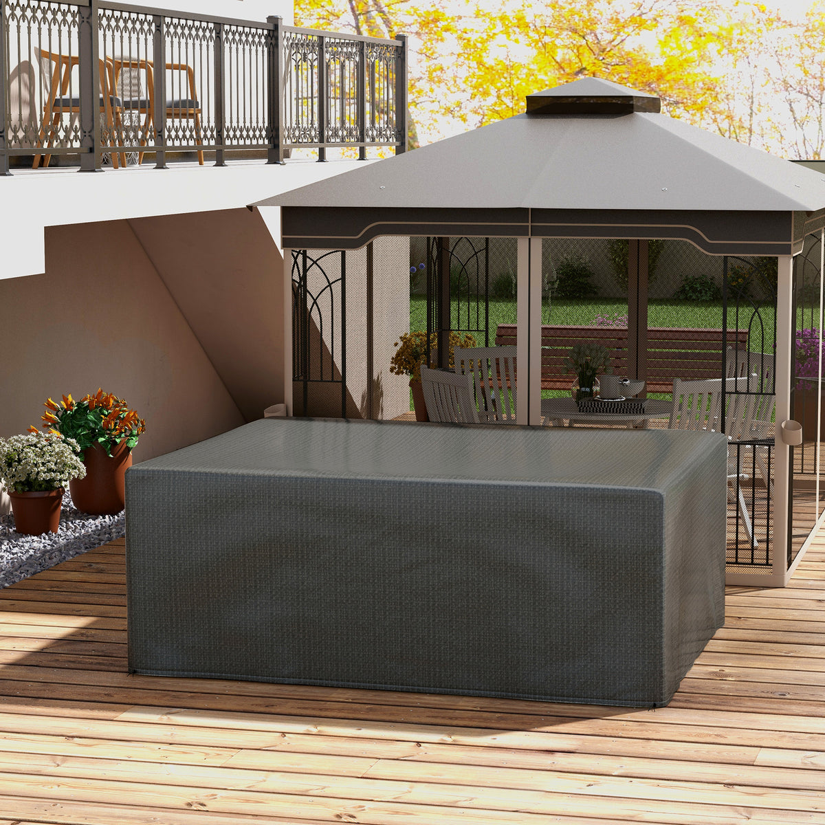 235 x 190 x 90 cm Large Patio Set Covers, Outdoor Garden Furniture Protection Cover Protector Waterproof Anti-UV Grey