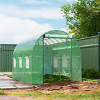 Polytunnel Gewächshaus mit Kunststoff-Abdeckung und Stahlrahmen, begehbares Gewächshauszelt mit Rolltüren, Grün