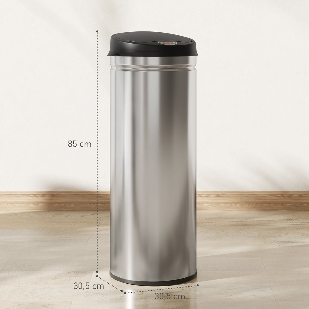 50 Liter Sensor-M¨¹lleimer mit Soft-Close-Funktion, ber¨¹hrungsfreier Abfalleimer aus Edelstahl f¨¹r hygienische K¨¹chen, B¨¹ros, Silberfarben