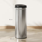 50 Liter Sensor-M¨¹lleimer mit Soft-Close-Funktion, ber¨¹hrungsfreier Abfalleimer aus Edelstahl f¨¹r hygienische K¨¹chen, B¨¹ros, Silberfarben