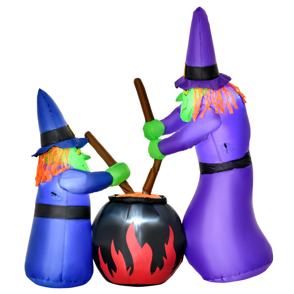 Aufblasbare Hexen Hexenkessel Figur Luftfigur Halloween Deko mit LED Beleuchtung, Polyester, 170x60x180cm