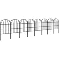 Metal Decorative Outdoor Picket Fence Panels Set of 8, Black