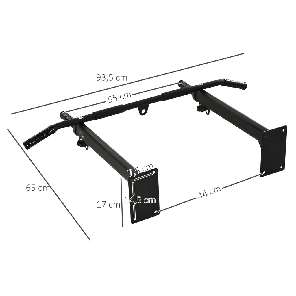 Klimmzugstange zur Wandmontage oder Deckenmontage bis 150 kg belastbar, Multifunktionale Pull Up Bar mit rutschfest Griffe, Ösen sicher stabil Klimmzug Stange für Fitness Zuhause, Stahl Schwarz