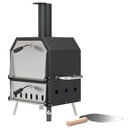Outdoor Pizzaofen Holzbefeuerter Pizza Ofen Edelstahl 2 Ebene Backofen mit 1cm dick Pizzastein Klappbein