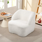 Moderner Sessel mit Fleece-Polsterung, kuscheliger Polstersessel f¨¹r Wohnzimmer, Schlafzimmer, Homeoffice, Cremewei?